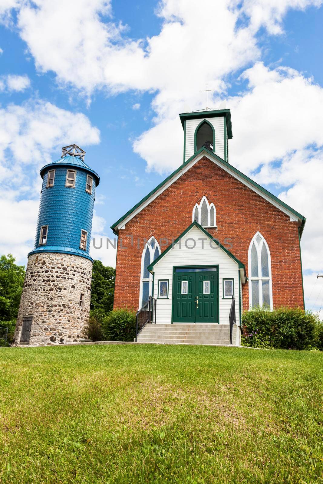 The Higginson Tower and St John Church. Higginson, Ontario, Canada.