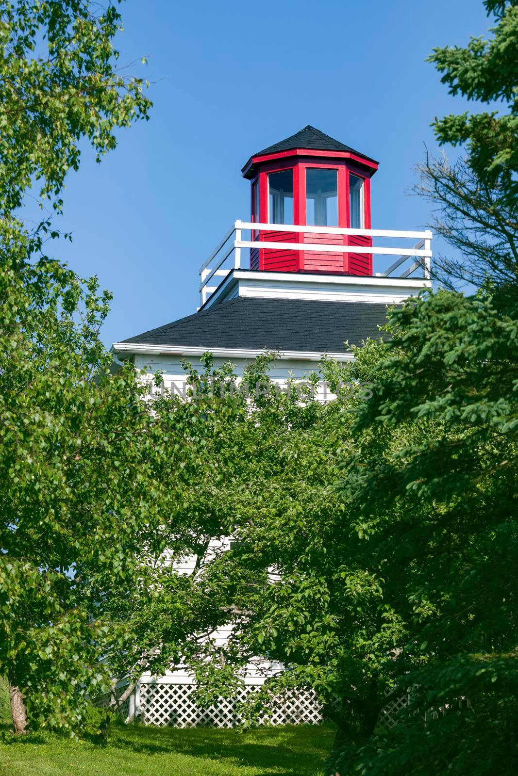 Burntcoat Head Lighthouse in the Bay of Fundy. Nova Scotia, Canada.