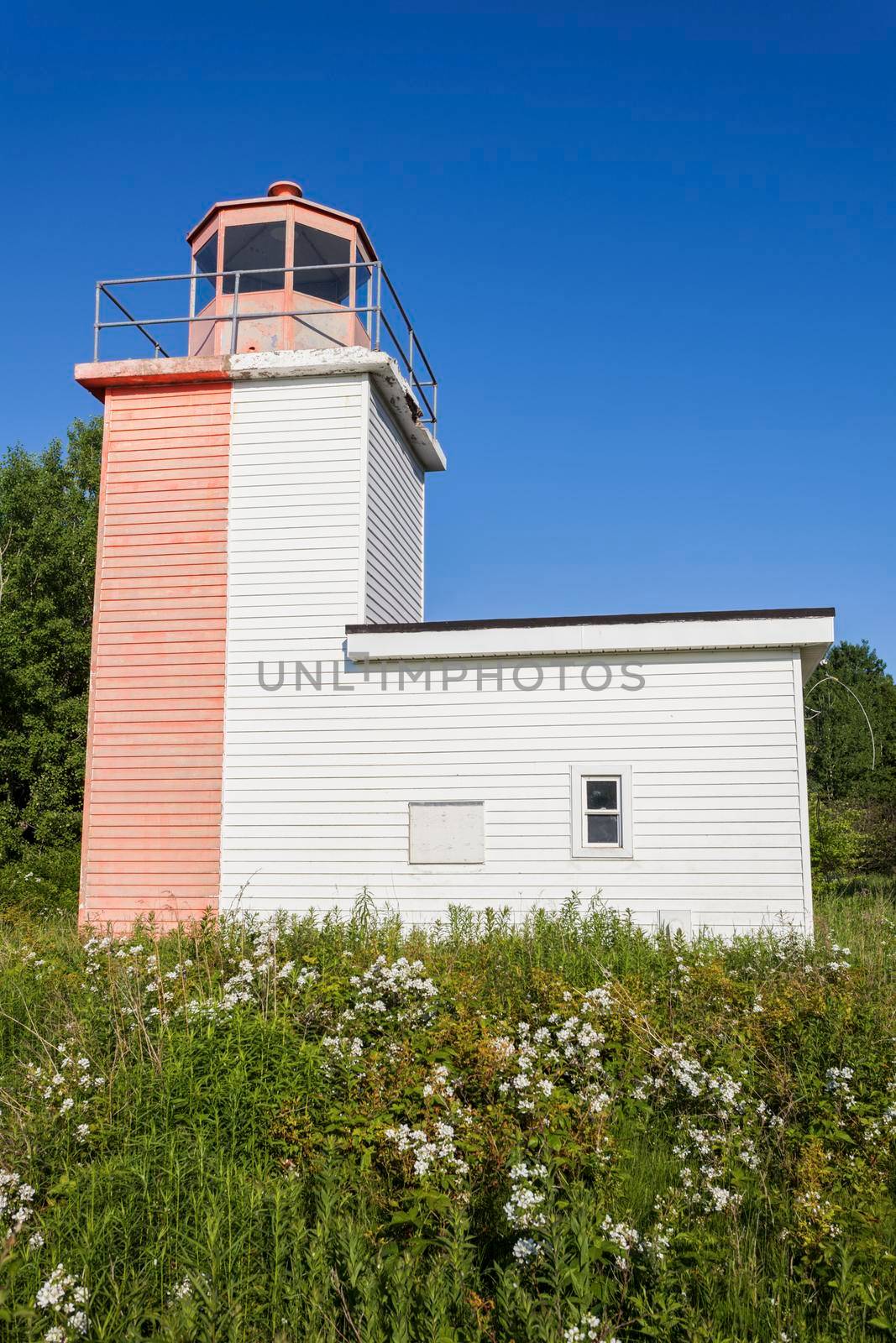 Horton Bluff Range Front Lighthouse in the Bay of Fundy. Nova Scotia, Canada.