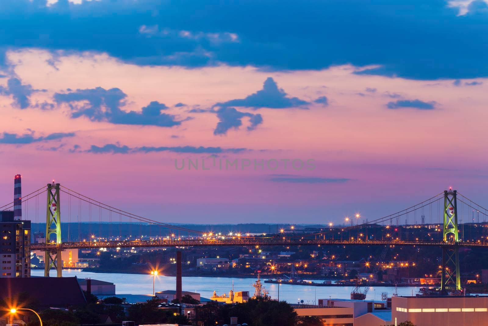 Angus L. Macdonald Bridge in Halifax. Halifax, Nova Scotia, Canada.