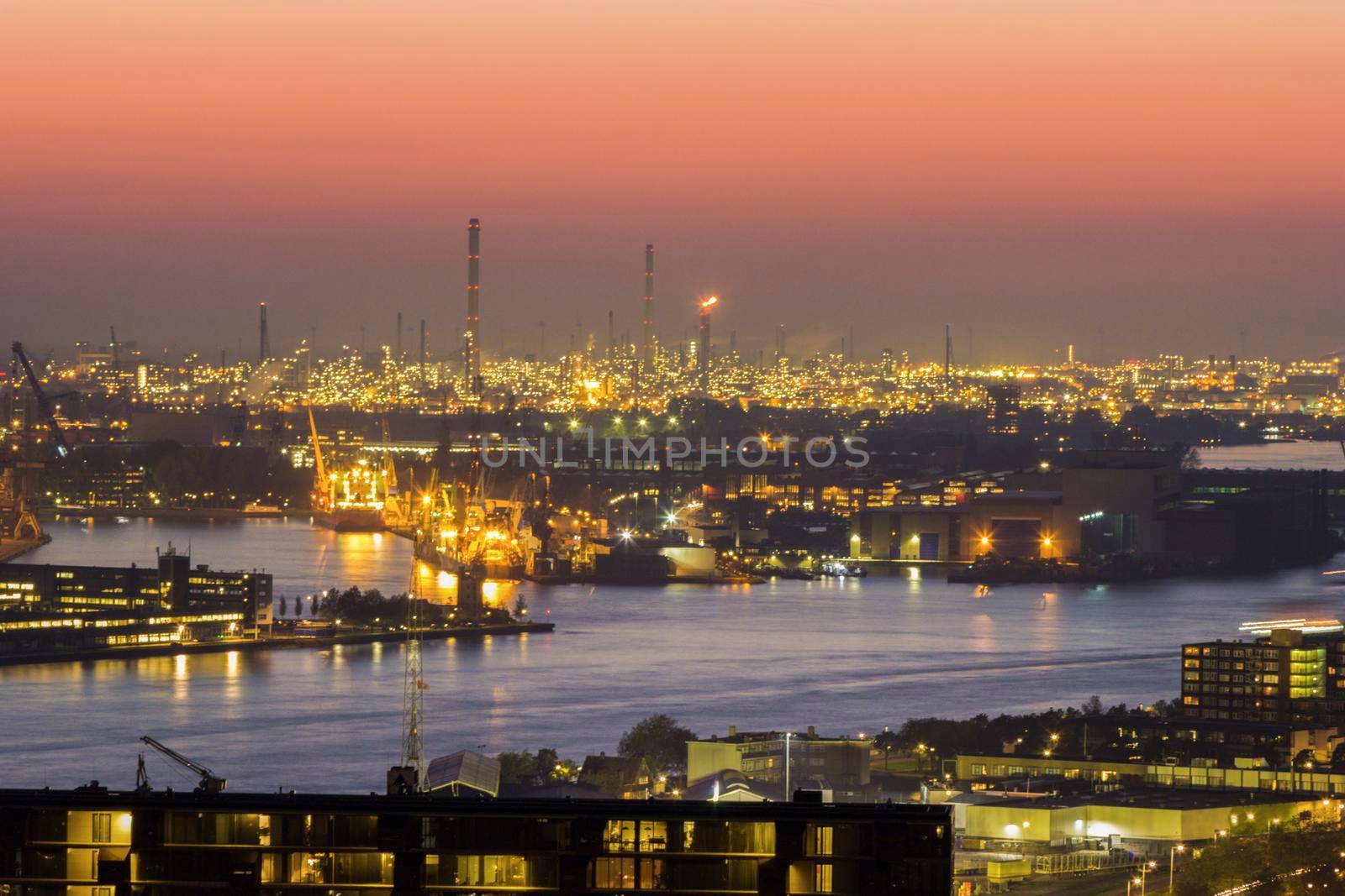 Aerial panorama of Rotterdam. Rotterdam, South Holland, Netherlands.