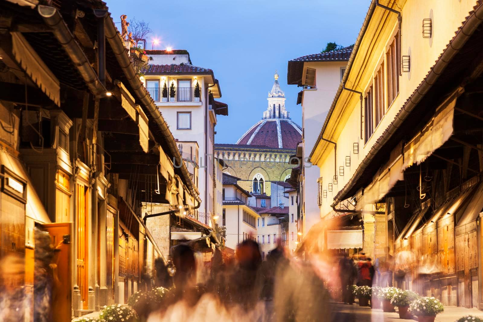 Ponte Vecchio and Florence Cathedral. Florence, Tuscany, Italy