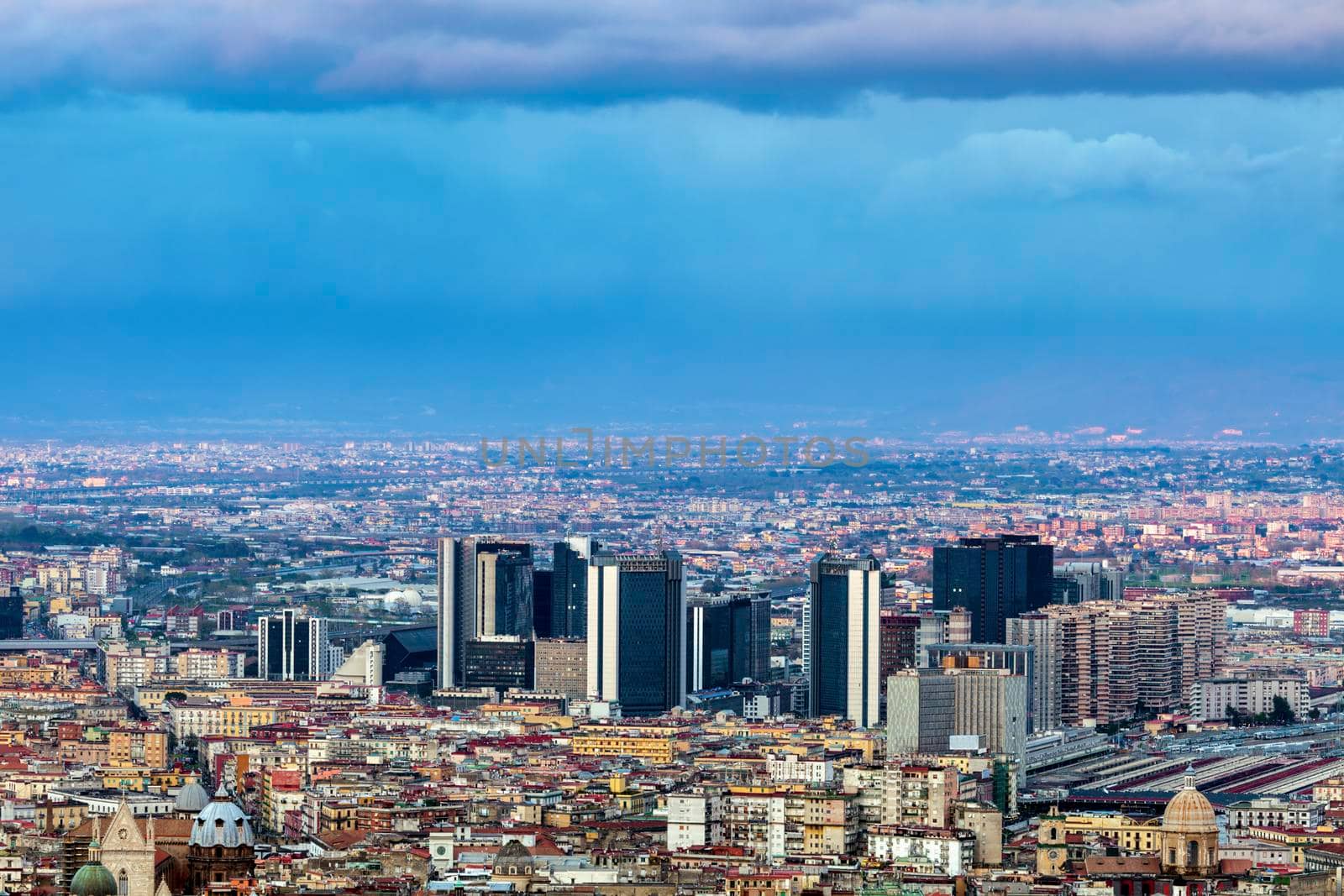 Panorama of Naples at dusk. Naples, Campania, Italy