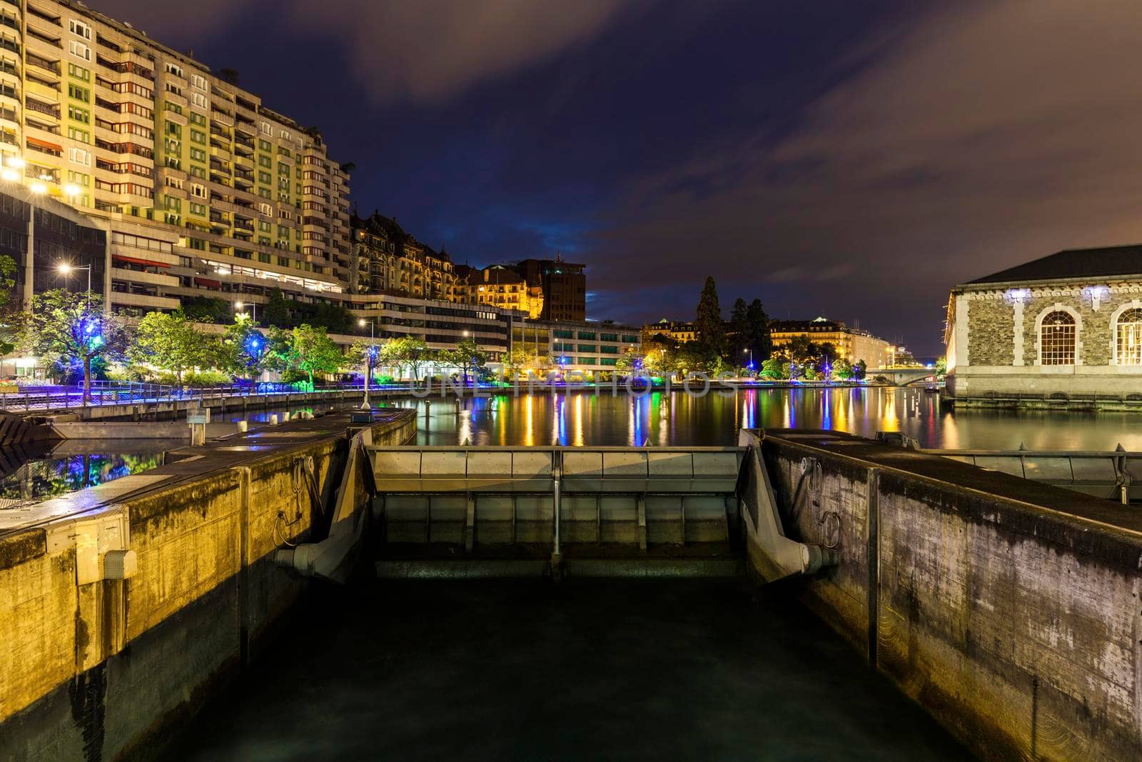 Water locks in Geneva. Geneva, Switzerland.