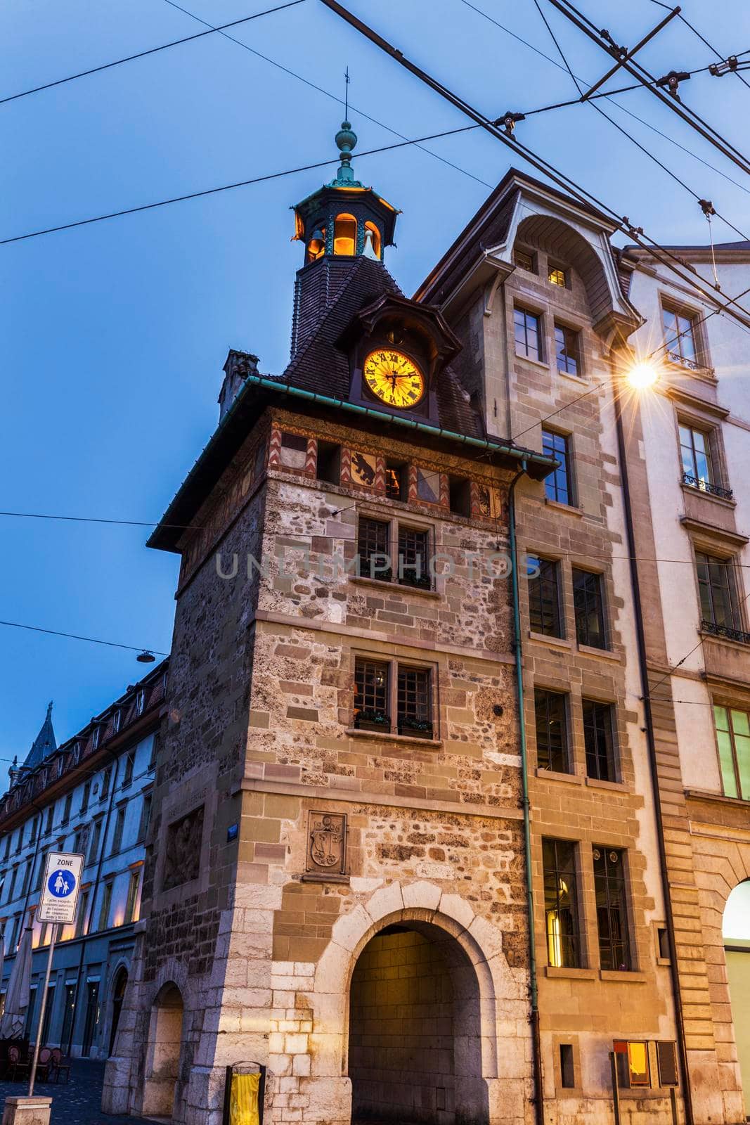 Molard Tower in Geneva. Geneva, Switzerland.