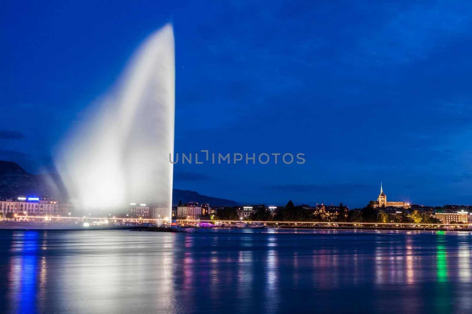 Jet d'Eau in Geneva. Geneva, Switzerland.