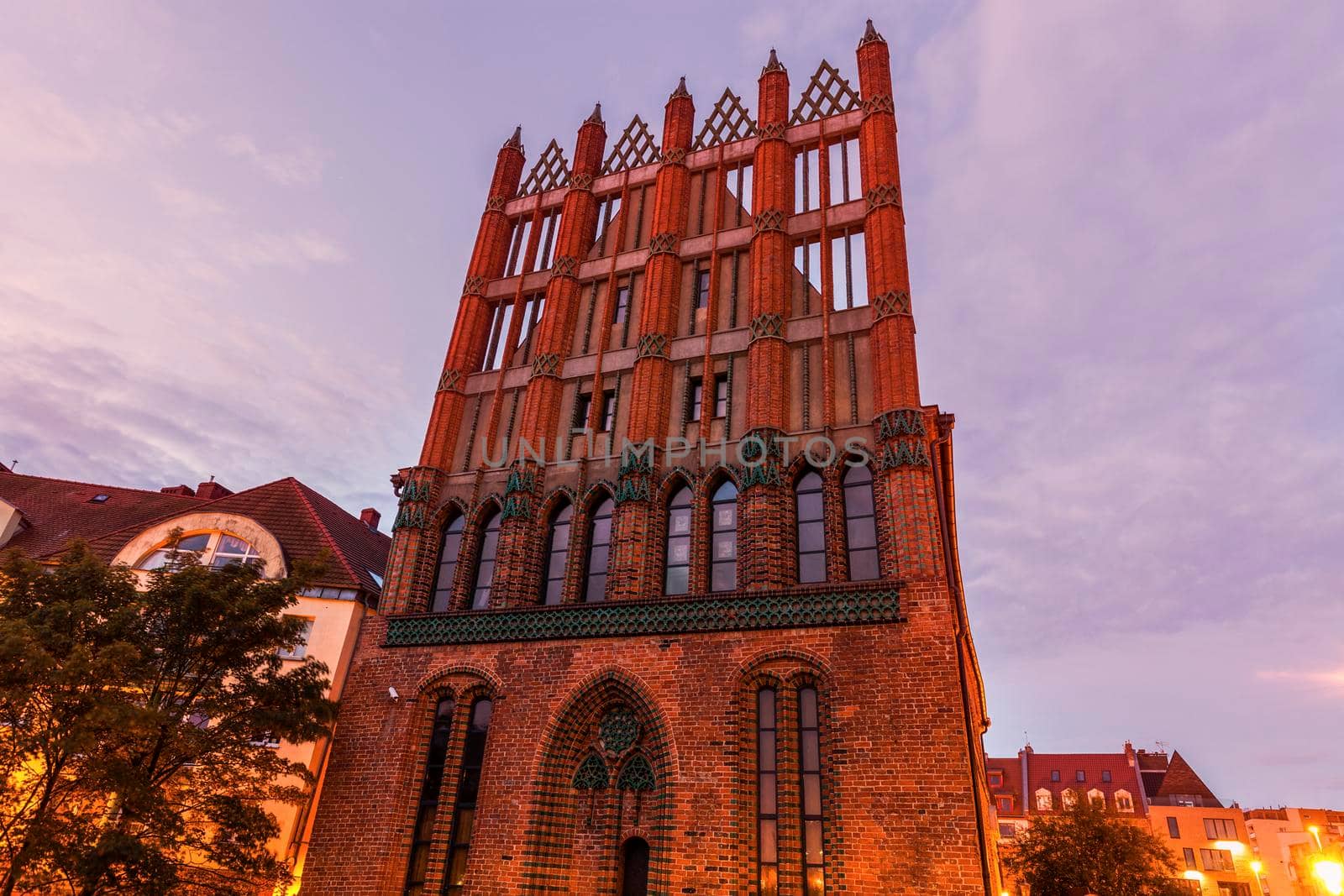 Old architecutre of Szczecin at sunrise. Szczecin, West Pomeranian, Poland