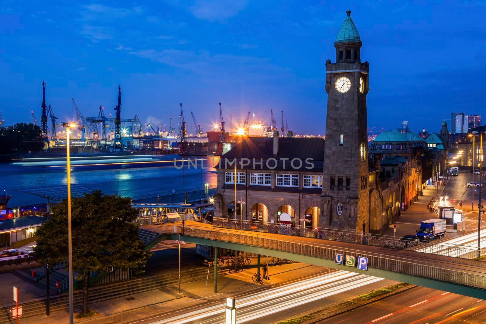 Hamburg St. Pauli architecture - St. Pauli Landing Stages. Hamburg, Germany.