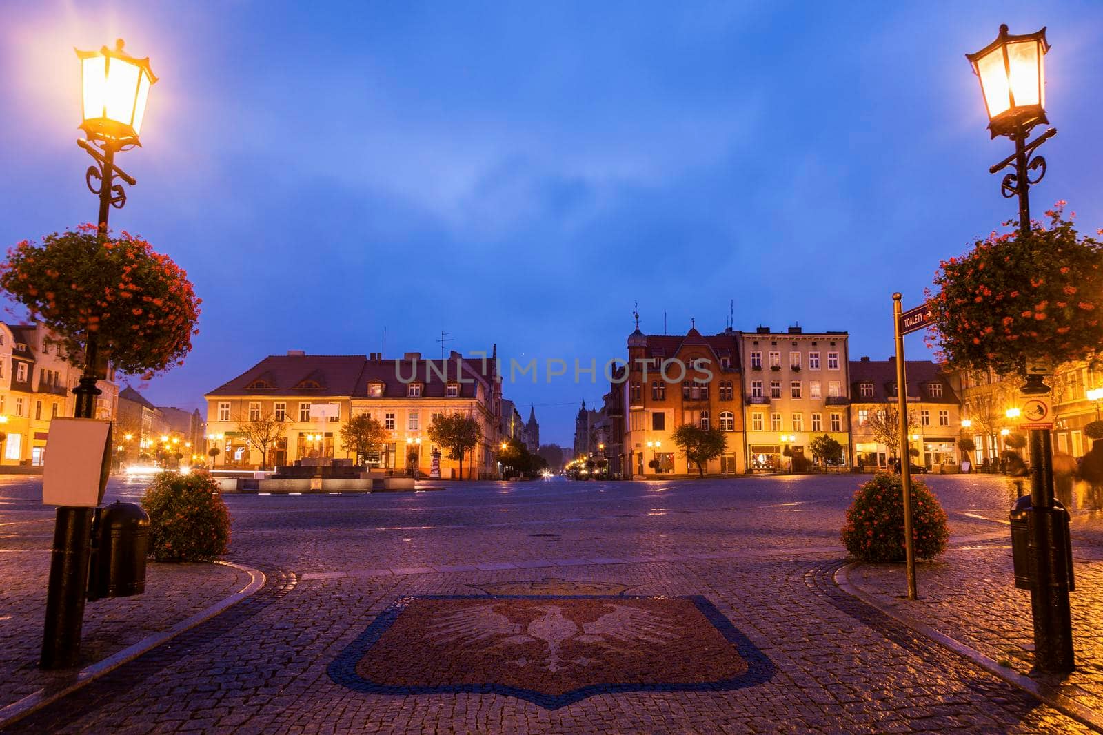 Gniezno Main Square at night. Gniezno, Greater Poland, Poland.