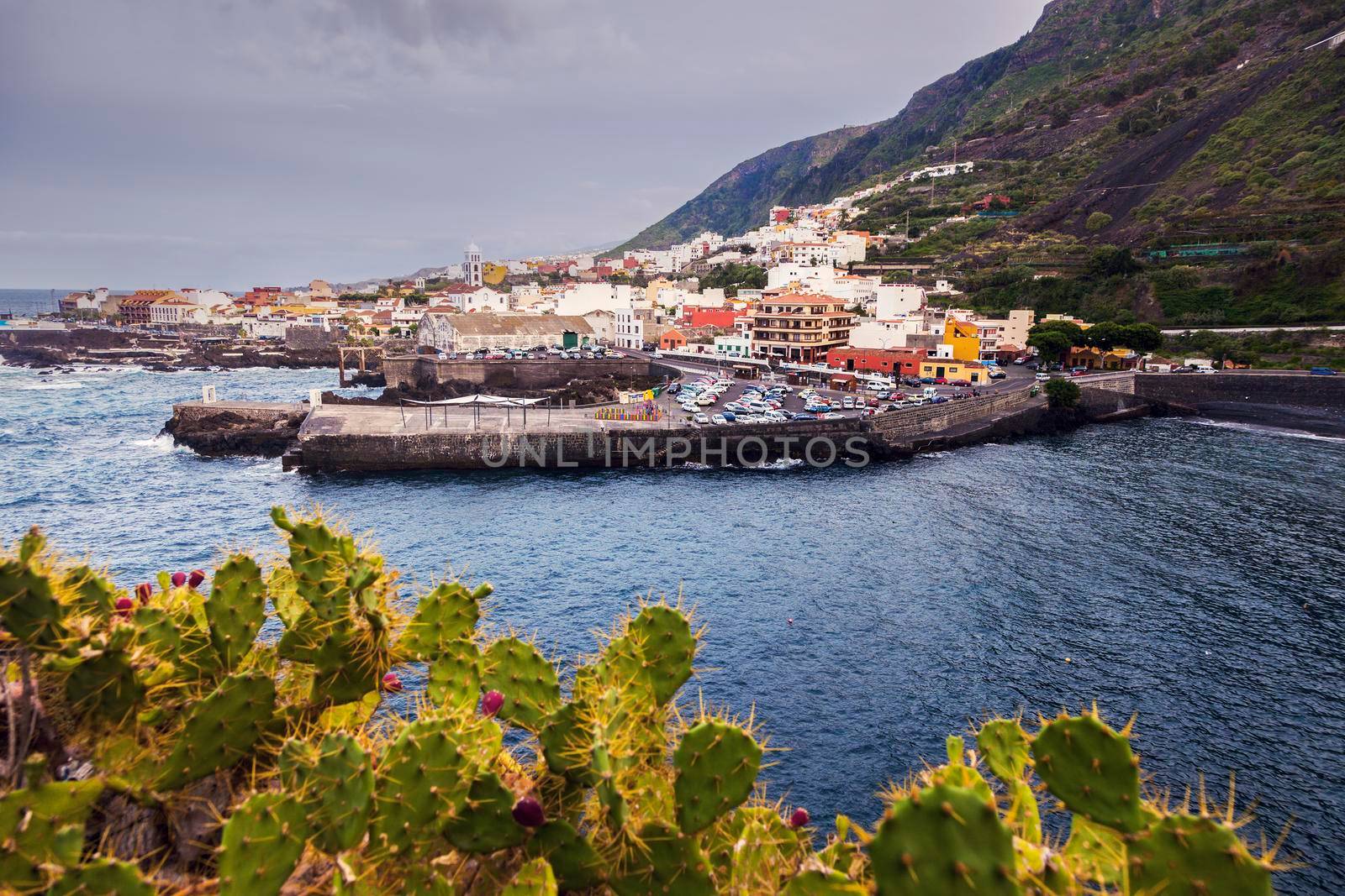 Garachico panorama at sunset. Garachico, Tenerife, Canary Islands, Spain.