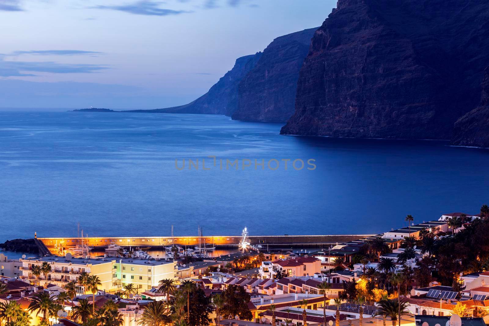 Panorama of Puerto de la Cruz Acantilados de los Gigantes. Acantilados de los Gigantes, Tenerife, Canary Islands, Spain.
