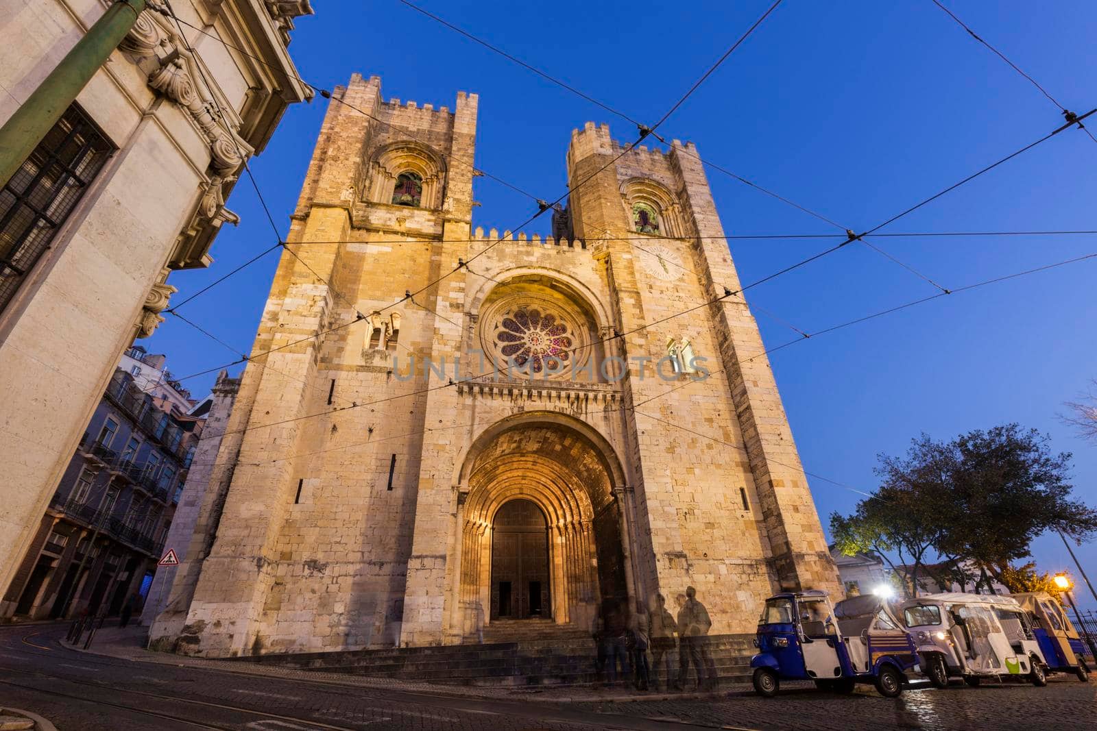 Lisbon Cathedral seen at night. Lisbon, Portugal.