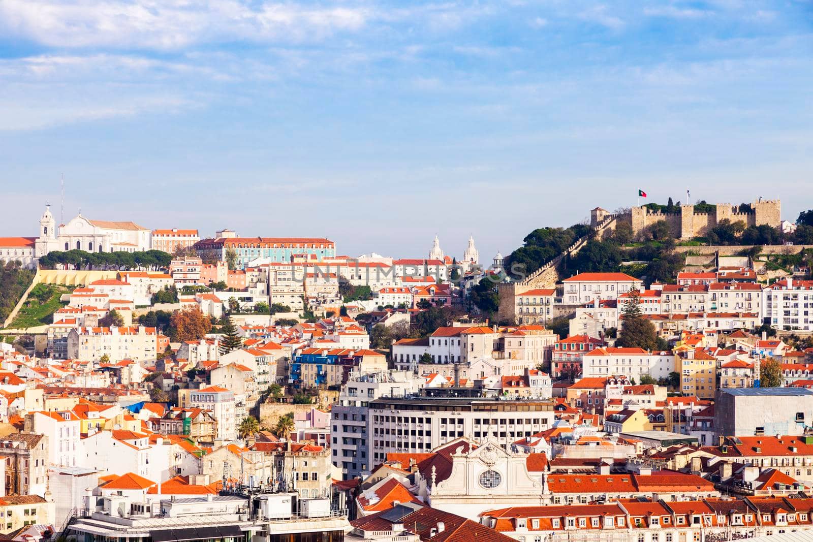 Panorama of the Old Town in Lisbon. Lisbon, Portugal.