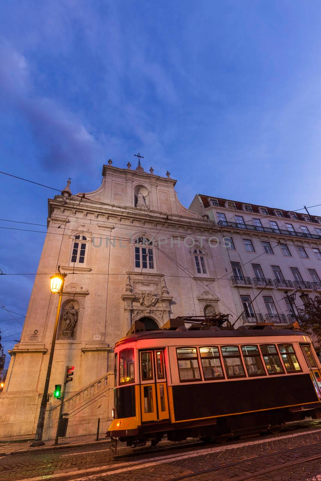 Loreto's Church and tram in Lisbon. Lisbon, Portugal.