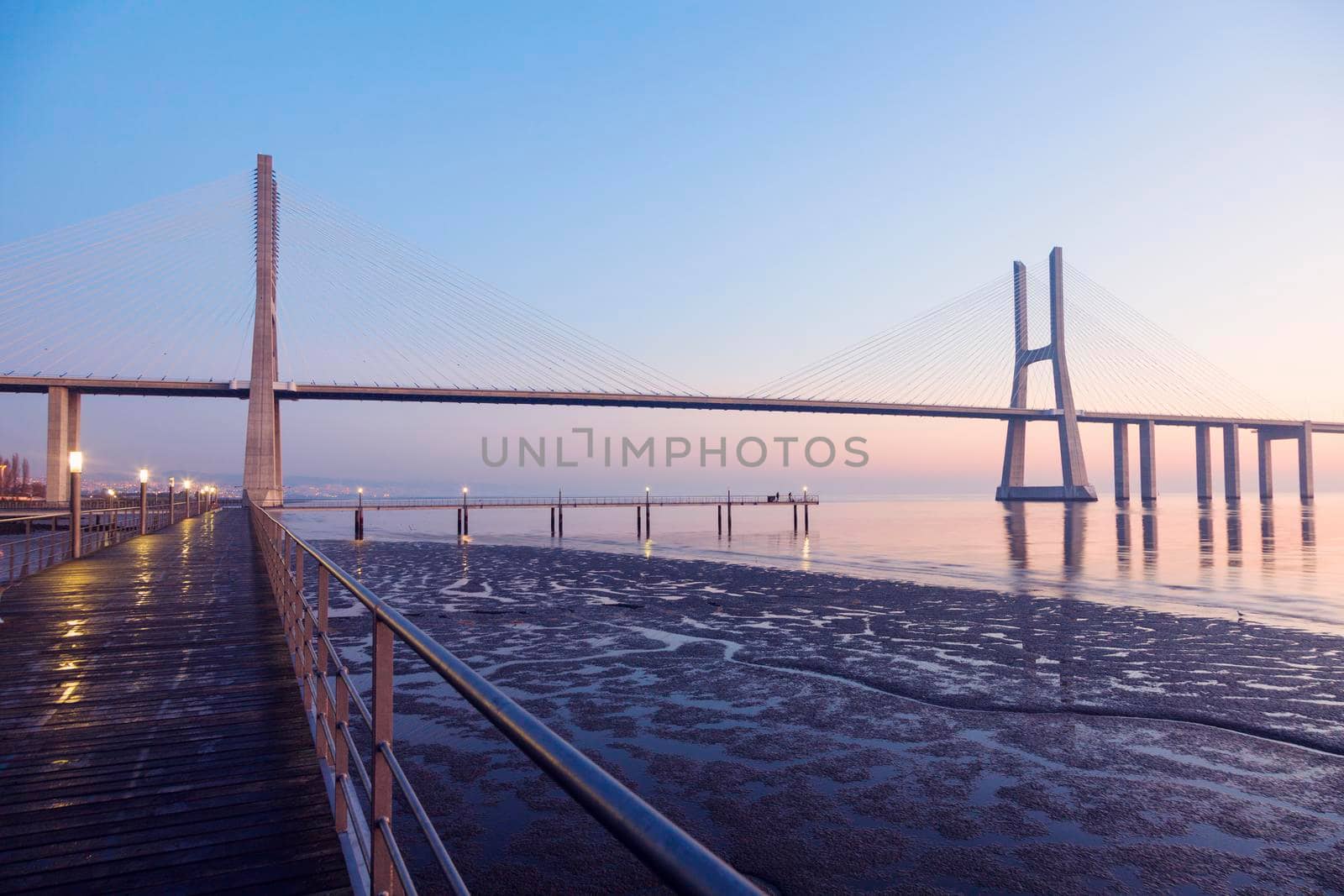 Vasco da Gama Bridge in Lisbon. Lisbon, Portugal.