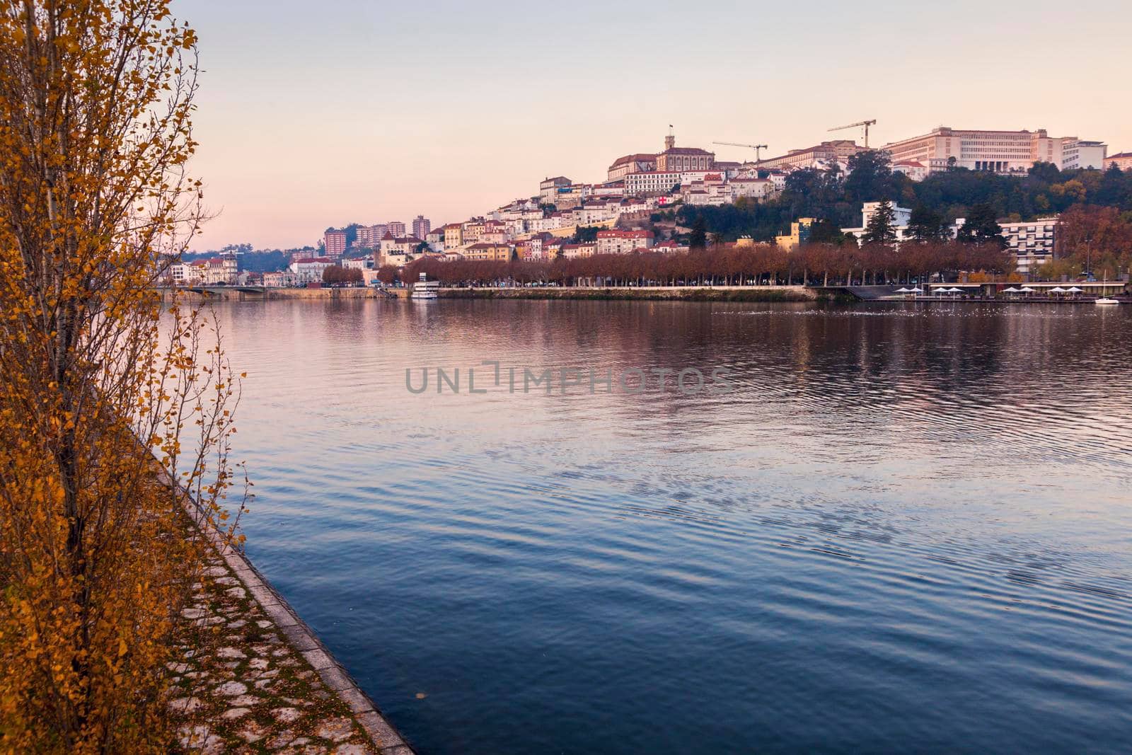 Panorama of Coimbra across Mondego River. Coimbra, Centro Region, Portugal.