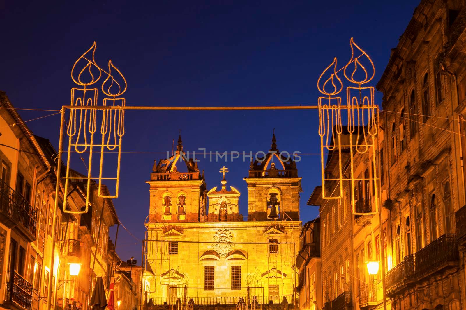 Braga Cathedral at dawn. Braga, Norte Region, Portugal.