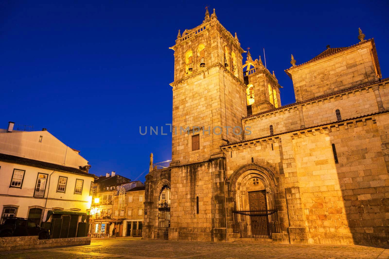 Braga Cathedral at dawn. Braga, Norte Region, Portugal.