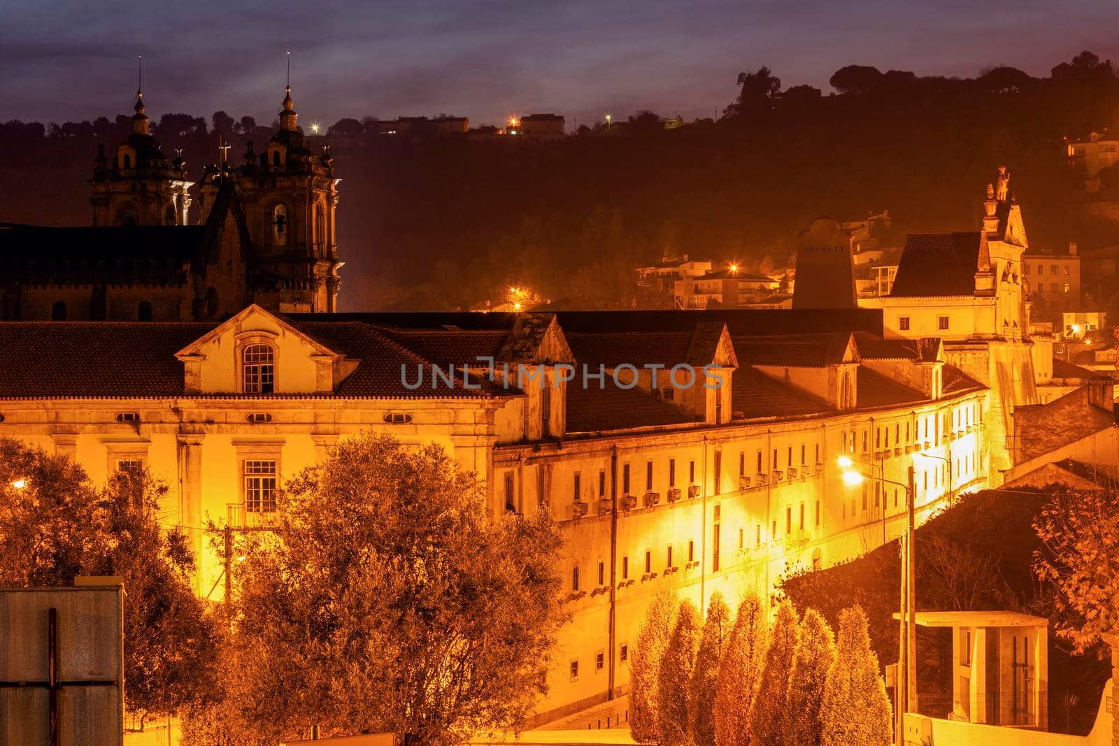 Alcobaca Monastery at sunset. Alcobaca, Oesste, Portugal.