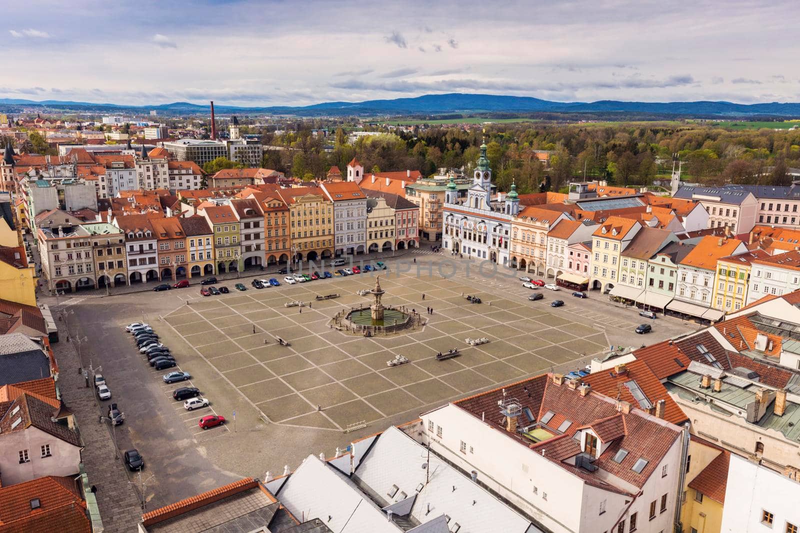 Main Square of Ceske Budejovice. Ceske Budejovice, South Bohemia, Czech Republic.
