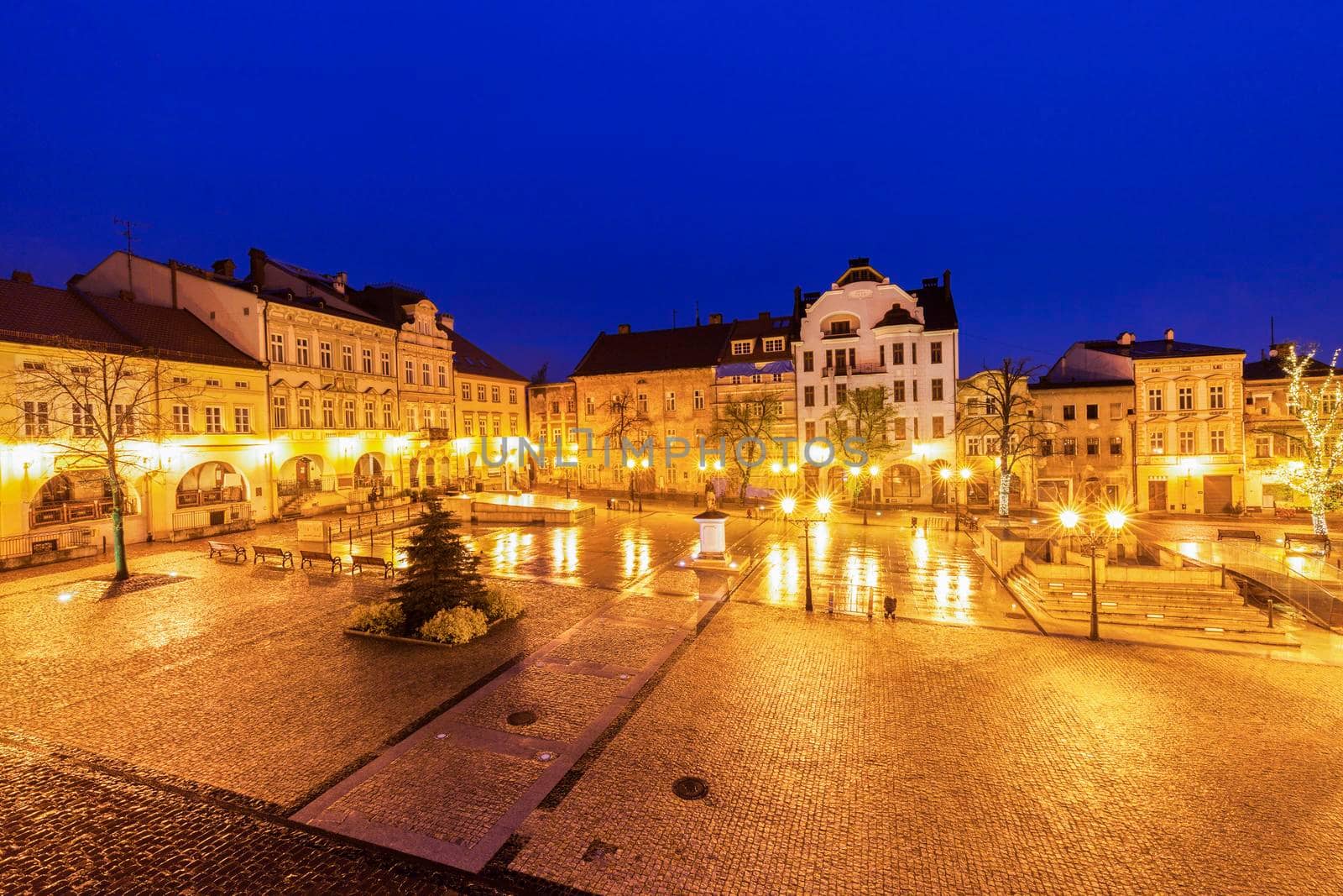Main Square in Bielsko-Biala. Bielsko-Biala, Silesia, Poland.