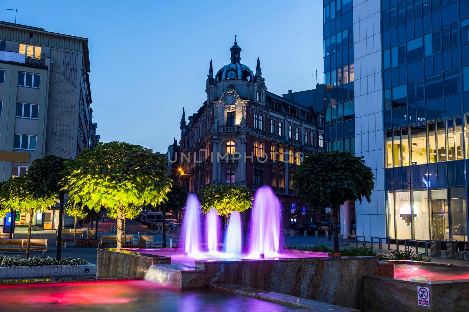 Main Square in Katowice. Katowice, Slaskie, Poland.