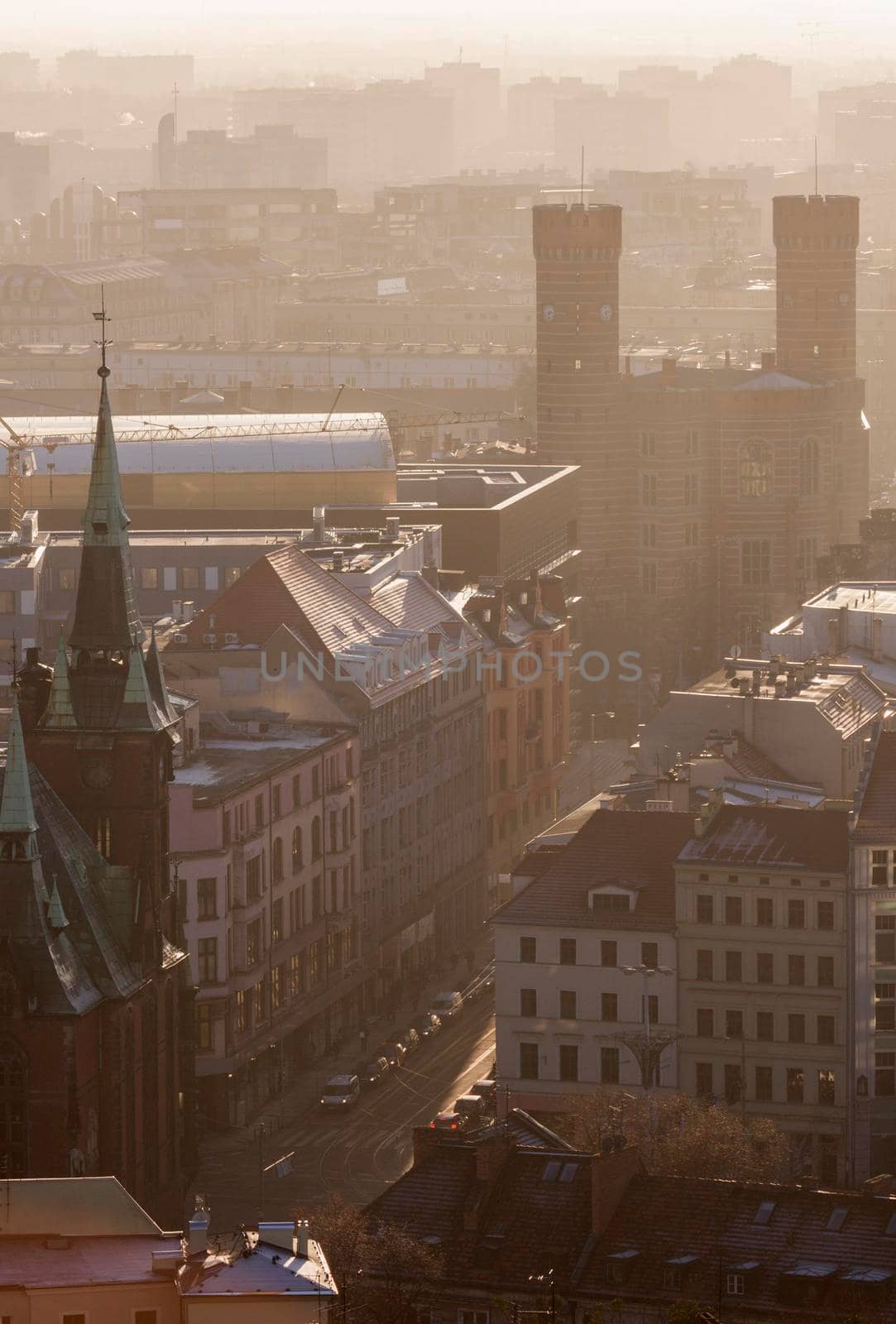 Old Town of Wroclaw panorama with court building. Wroclaw, Lower Silesian, Poland.