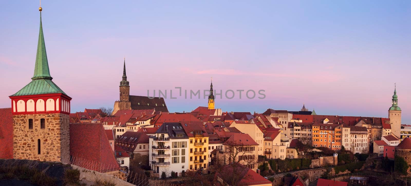 Panorama of Bautzen at sunset. Bautzen, Saxony, Germany.