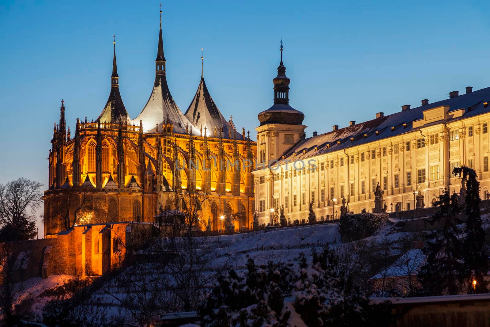 Jesuit College and St. Barbara's Church in Kutna Hora. Kutna Hora, Central Bohemian Region, Czech Republic.