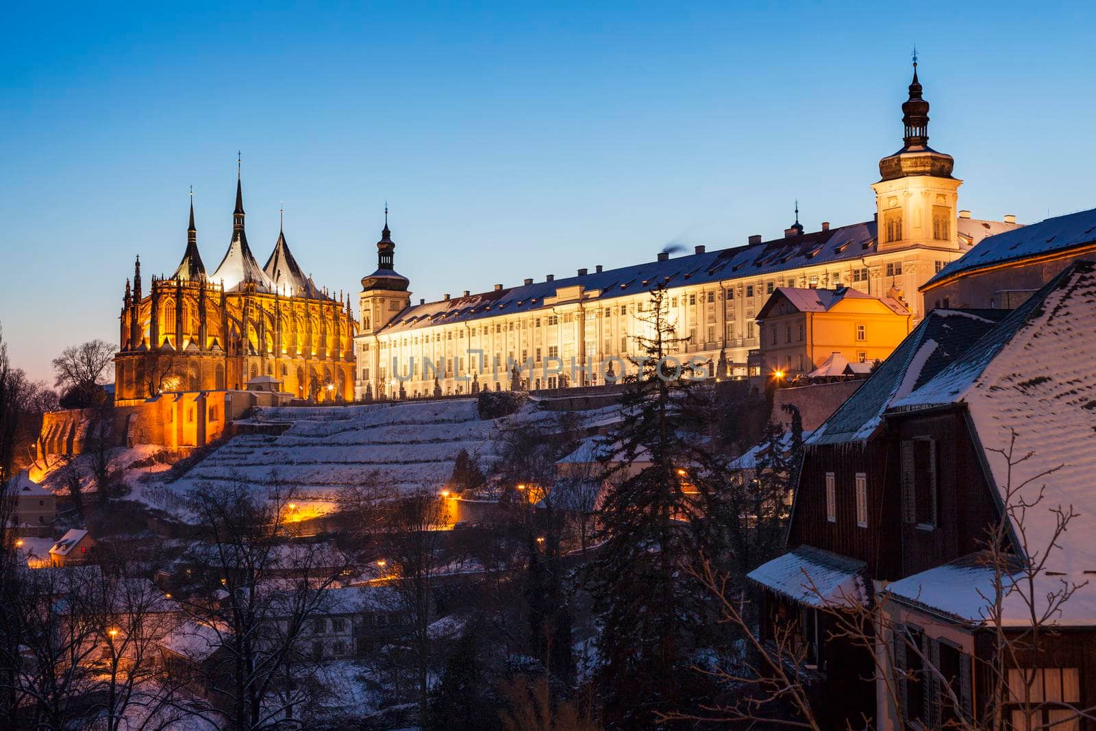 Former Jesuit College and St. Barbara's Church in Kutna Hora. Kutna Hora, Central Bohemian Region, Czech Republic.