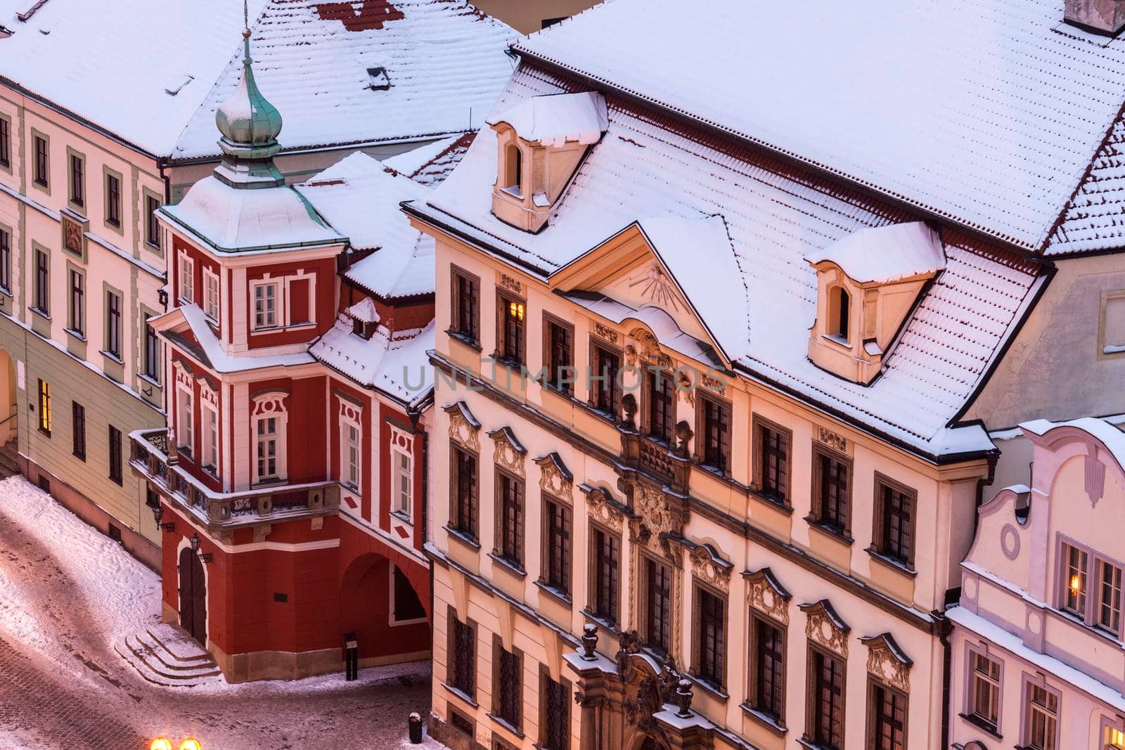 Winter on Main Square in Hradec Kralove, Bohemia, Czech Republic.