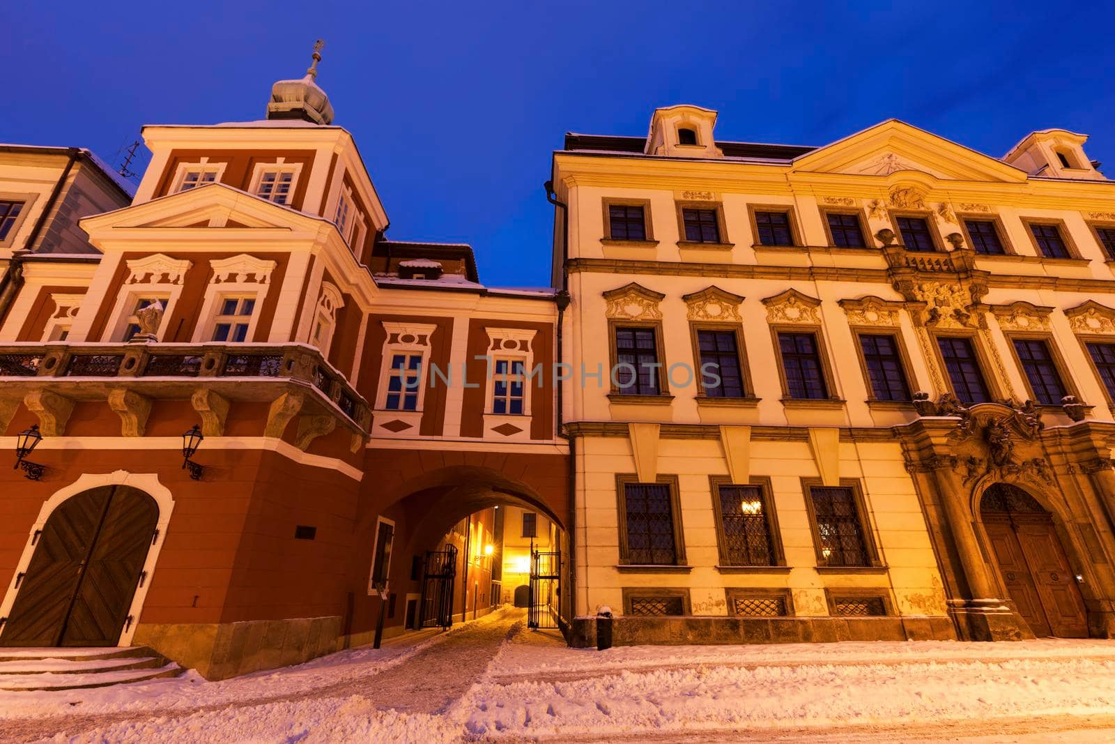 Winter on Main Square in Hradec Kralove, Bohemia, Czech Republic.