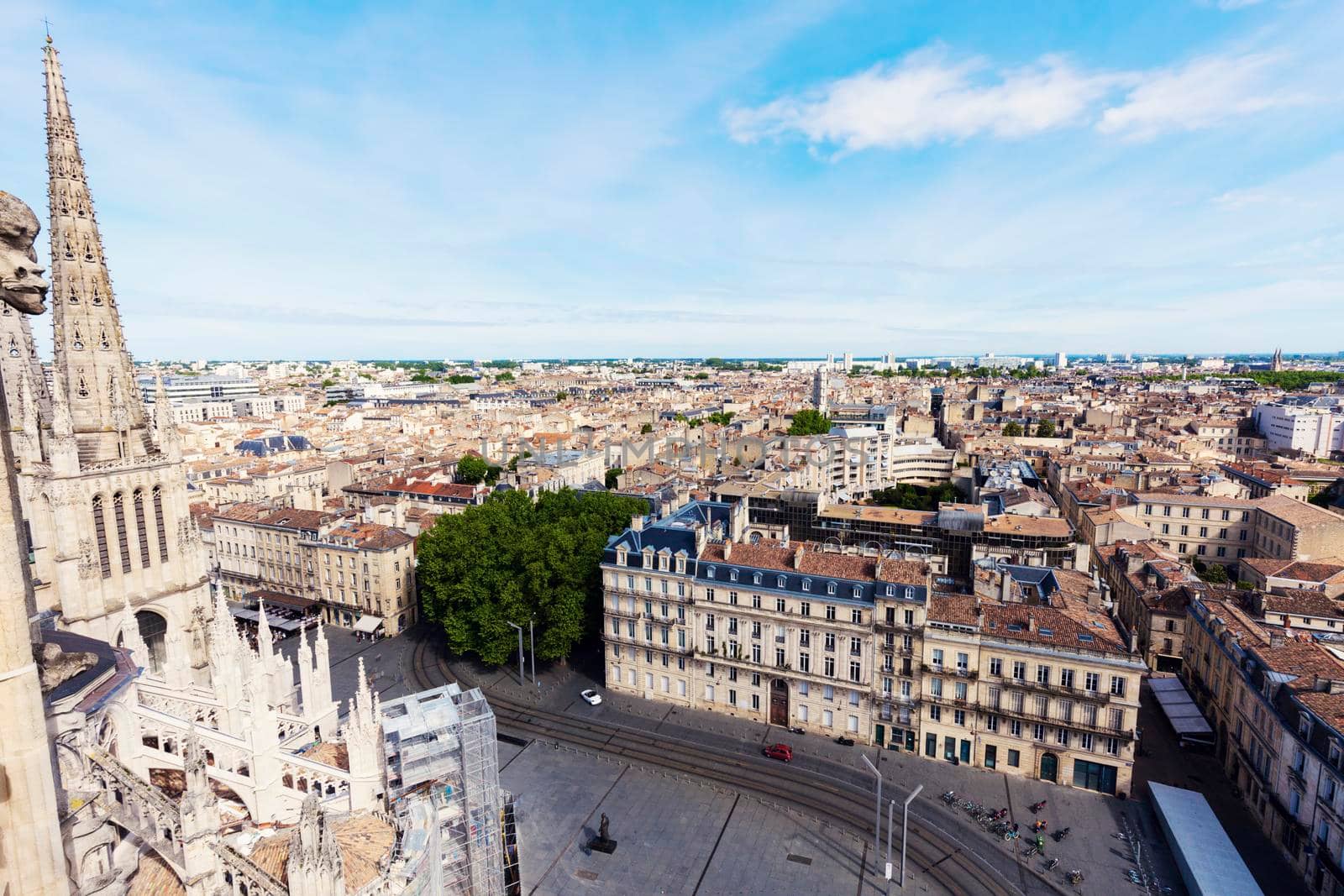 Aerial panorama of Bordeaux. Bordeaux, Nouvelle-Aquitaine, France.
