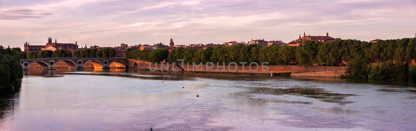 Panorama of Toulouse at sunset. Toulouse, Occitanie, France.