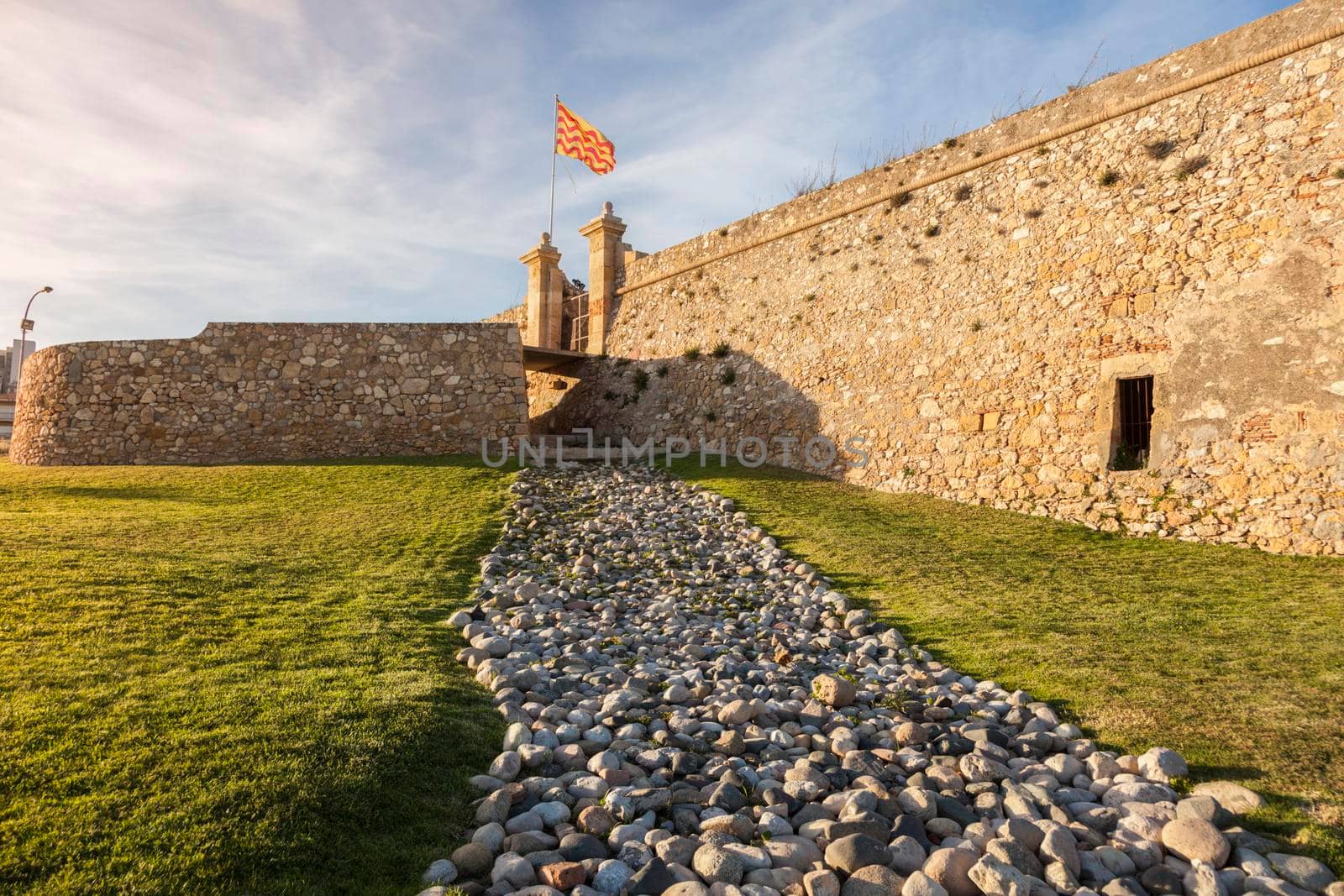 Fort of Sant Jordi in Tarragona seen at sunset. Tarragona, Catalonia, Spain.