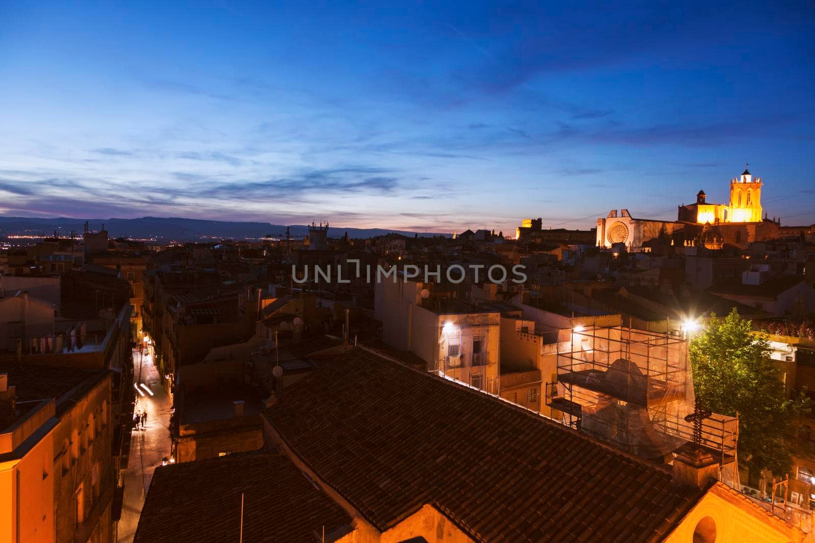 Panorama of Tarragona at sunset. Tarragona, Catalonia, Spain.