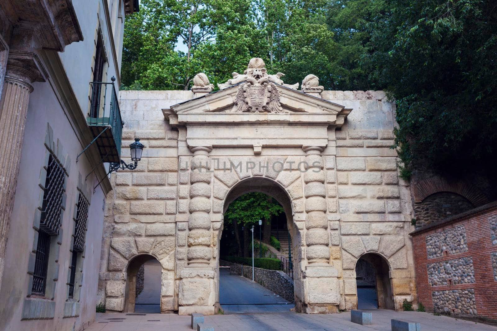 Arch gate in Granada. Granada, Andalusia, Spain.