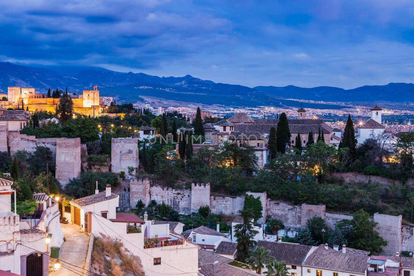 Alhambra Palace and fortress in Granada. Granada, Andalusia, Spain.