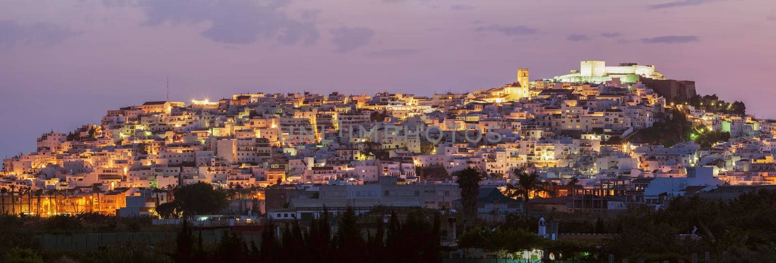 Architecture of Salobrena at sunset. Salobrena, Andalusia, Spain.