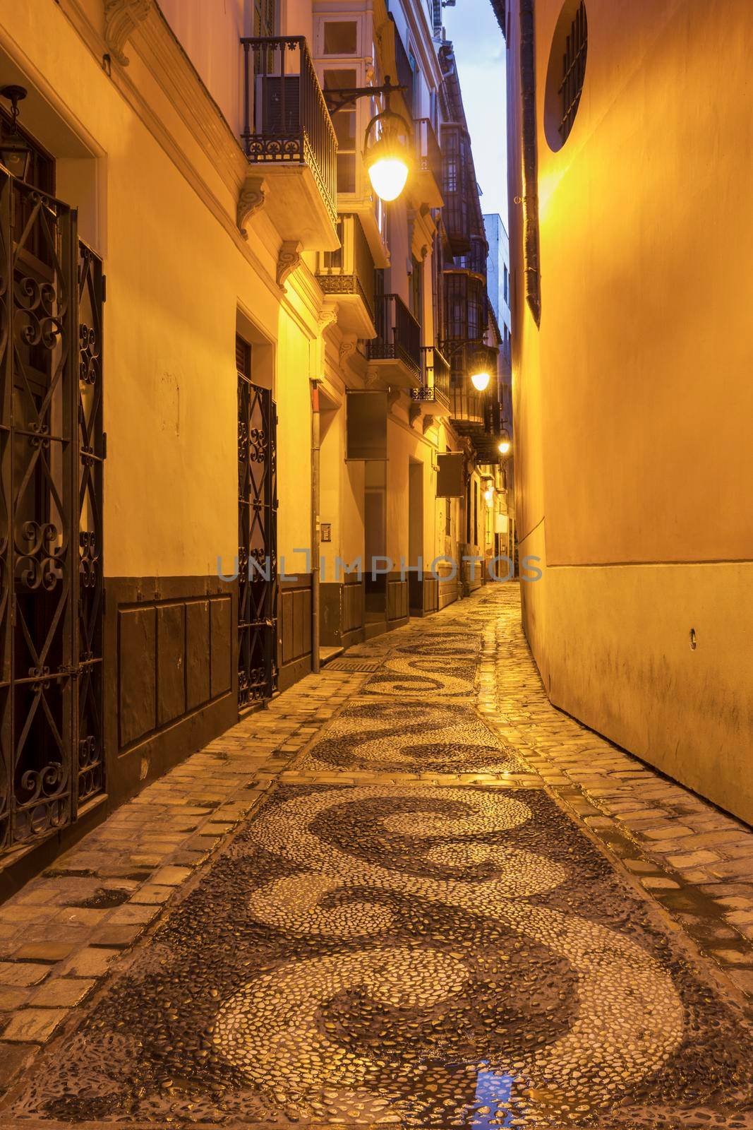 Streets of Malaga old town. Malaga, Andalusia, Spain.