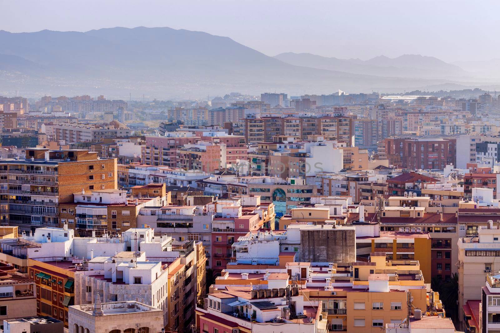 Architecture of Malaga - aerial photo. Malaga, Andalusia, Spain.