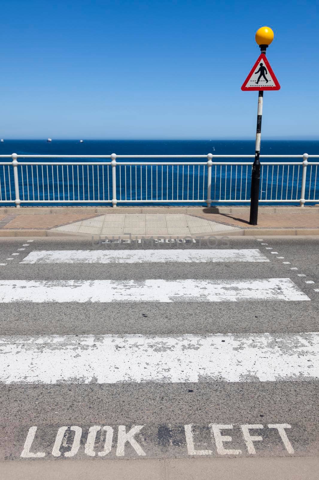 Look left - street crossing seen in Gibraltar 