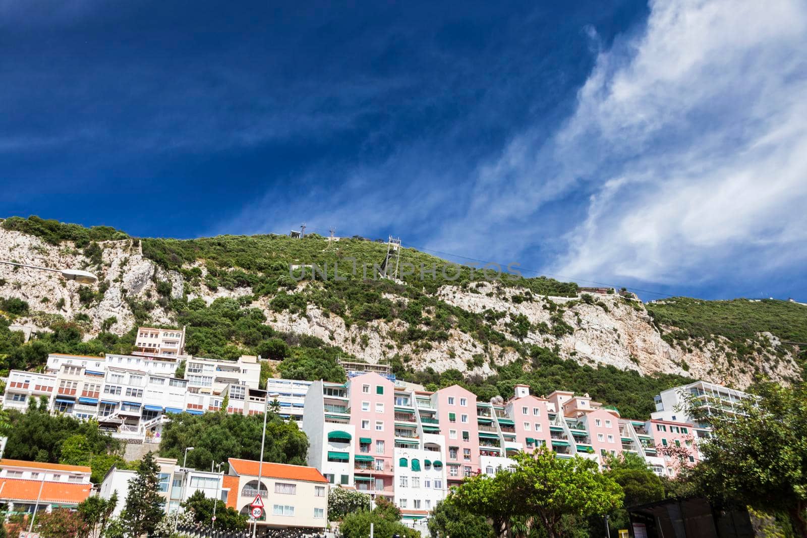 Panorama of Gibraltar and the blue sky