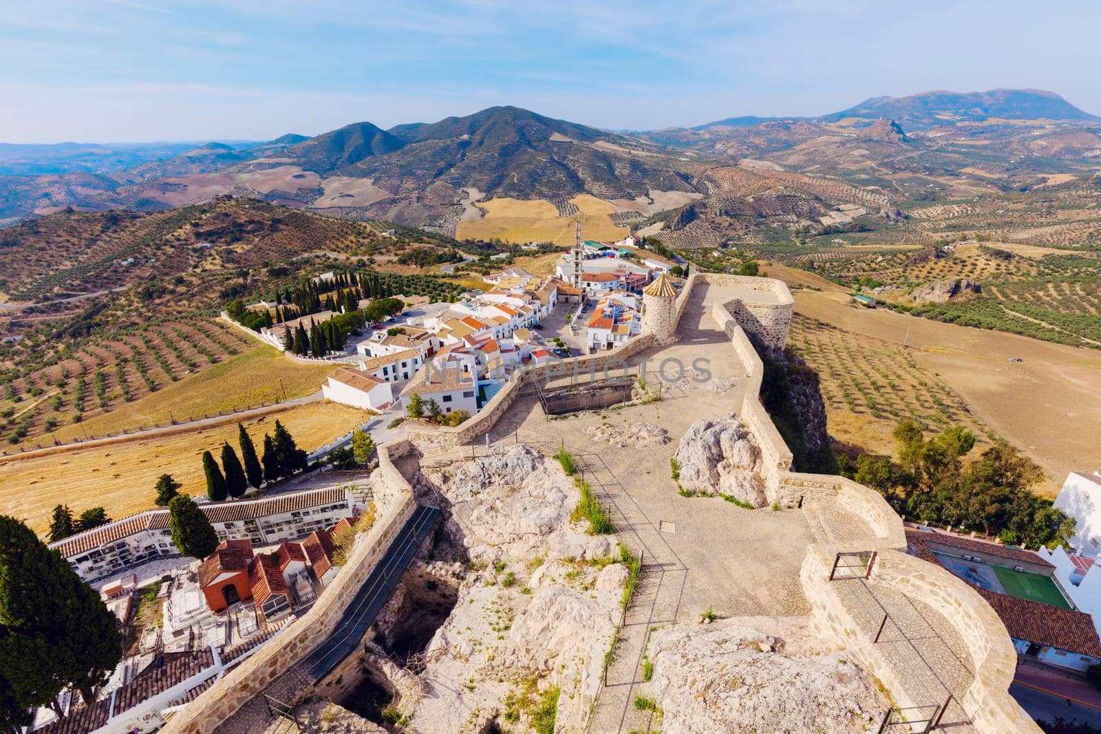 Panorama of Olvera - aerial photo. Olvera, Andalusia, Spain.