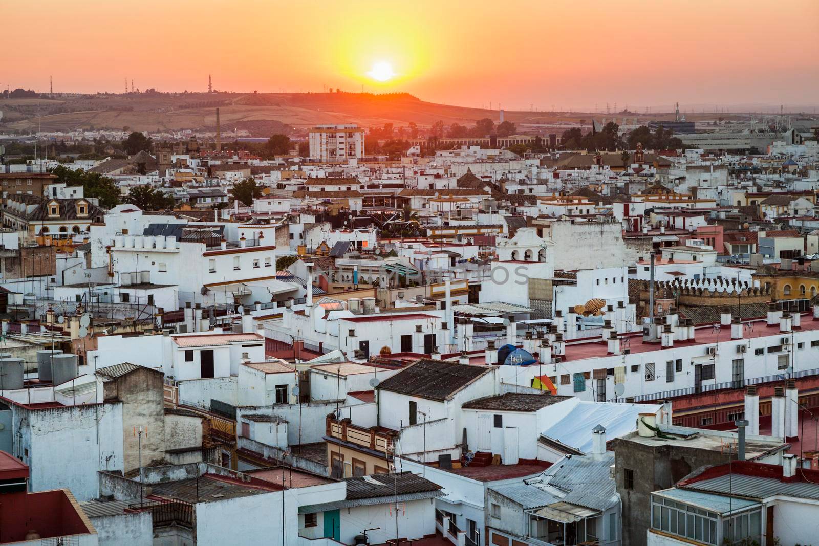 Seville panorama at sunset. Seville, Andalusia, Spain.