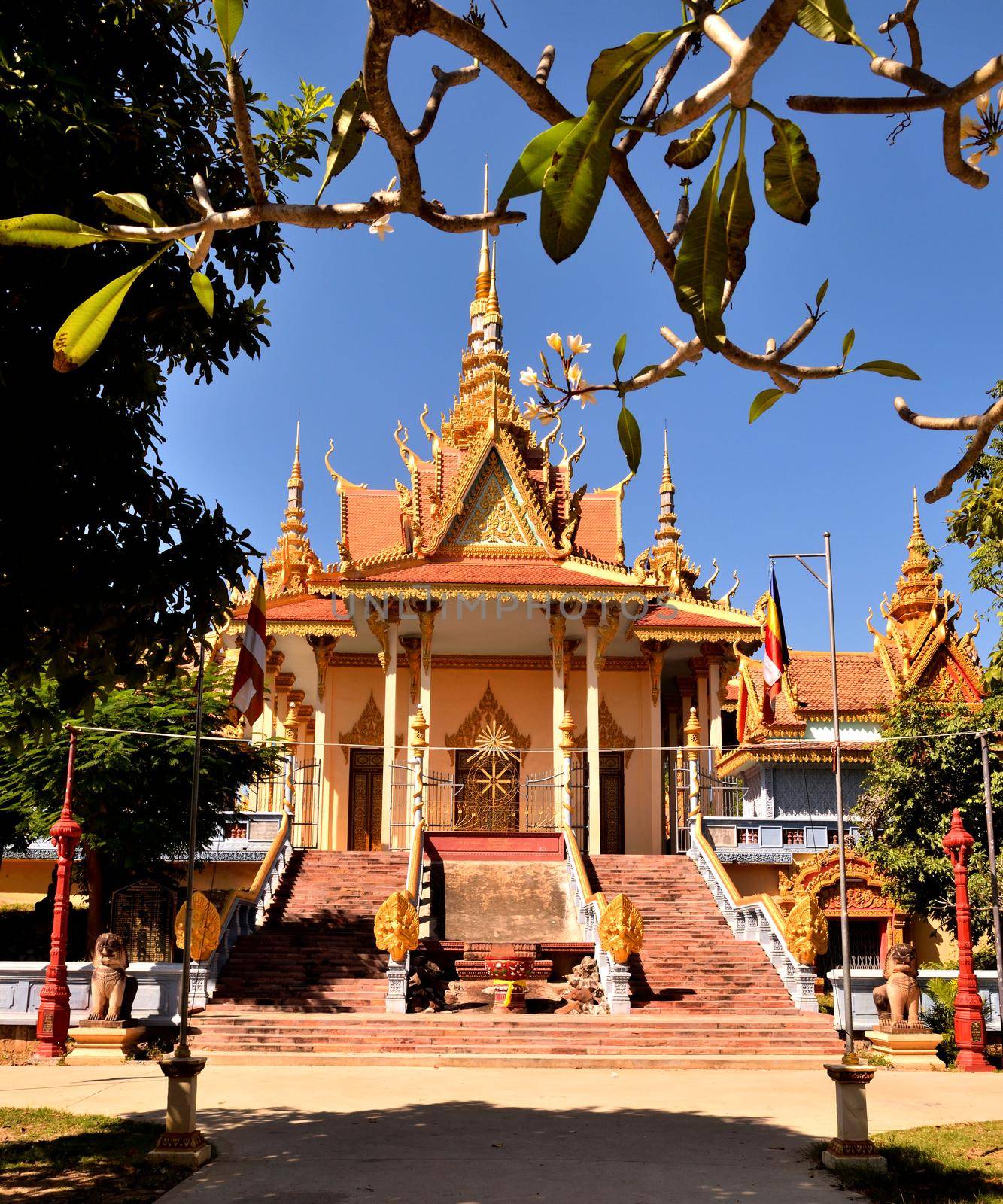 View of the modern Ek Phnom temple, Battambang by silentstock639