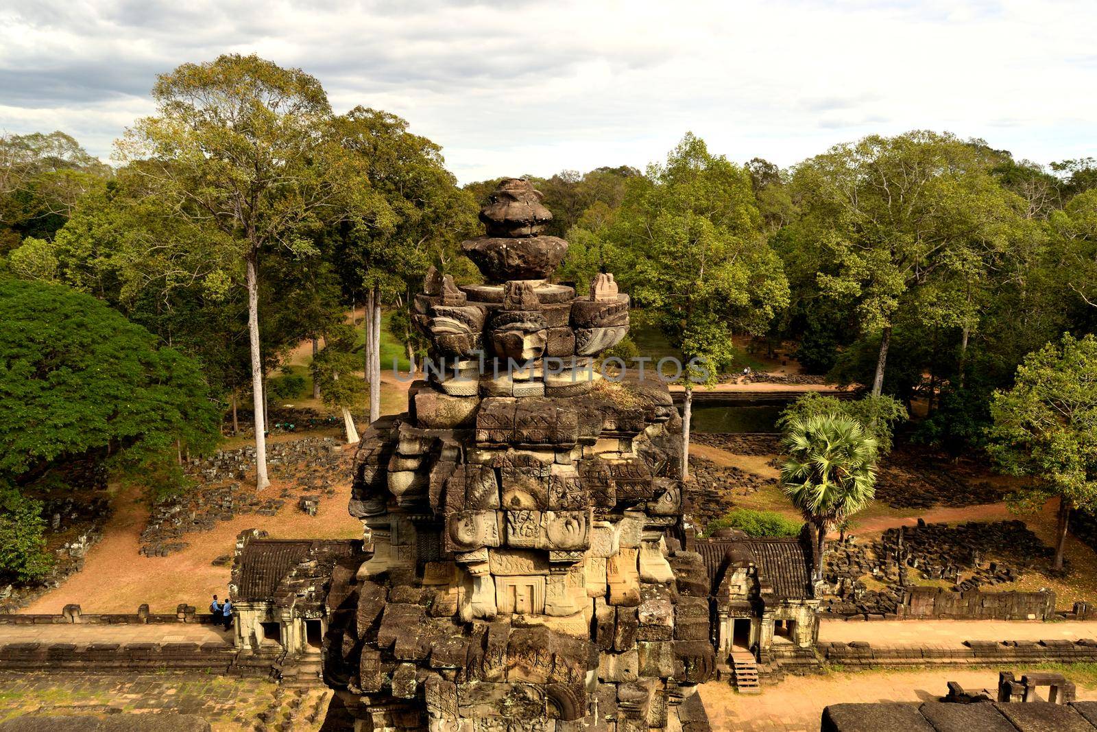 View from the beautiful Phimeanakas temple in the Angkor complex by silentstock639