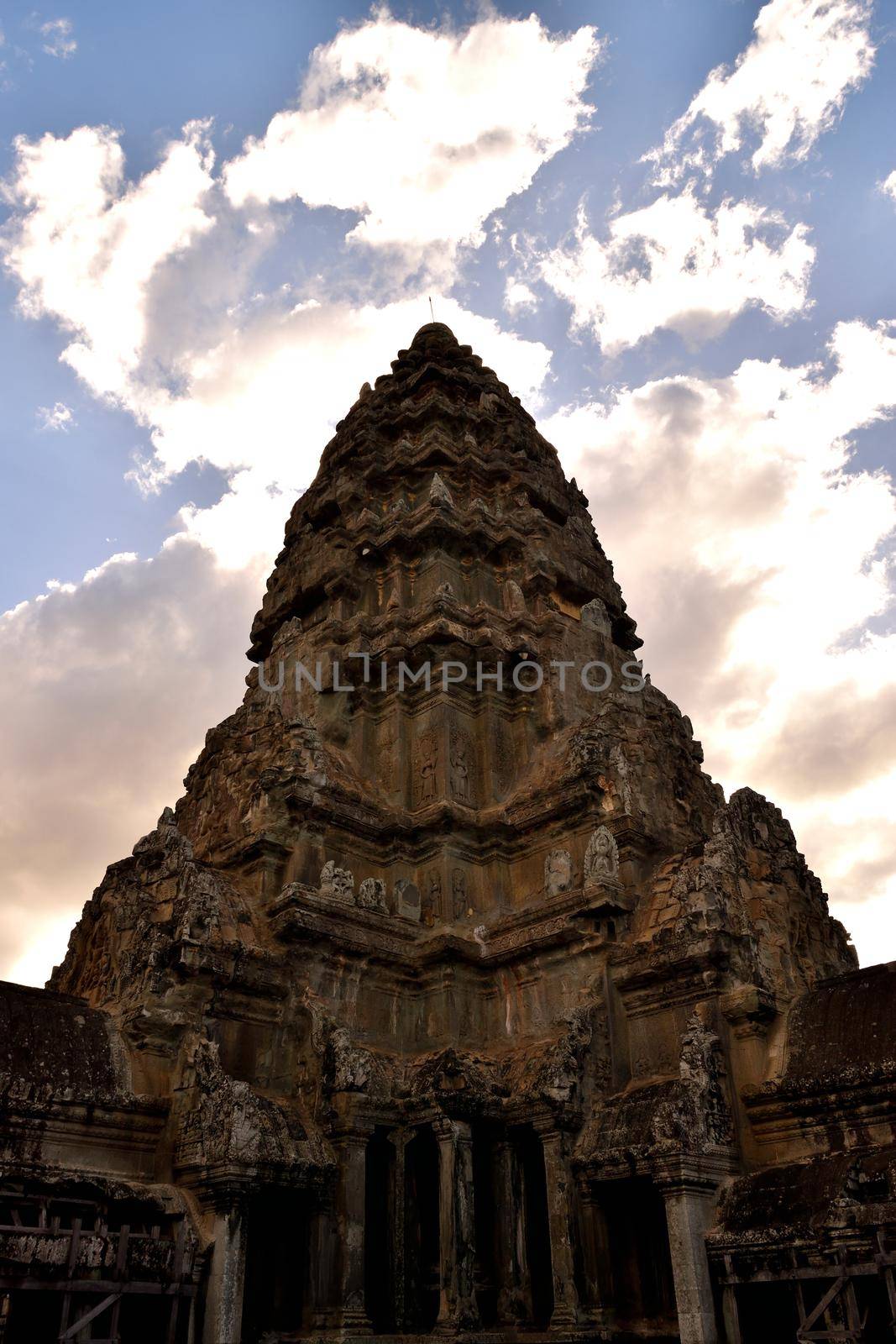 View of the temple from the beautiful temple of Angkor Wat by silentstock639