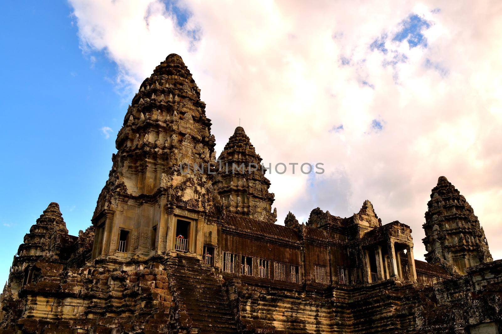 View of the temple from the beautiful temple of Angkor Wat by silentstock639