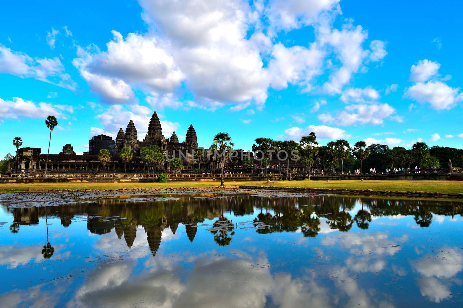 View of the temple from the beautiful temple of Angkor Wat by silentstock639